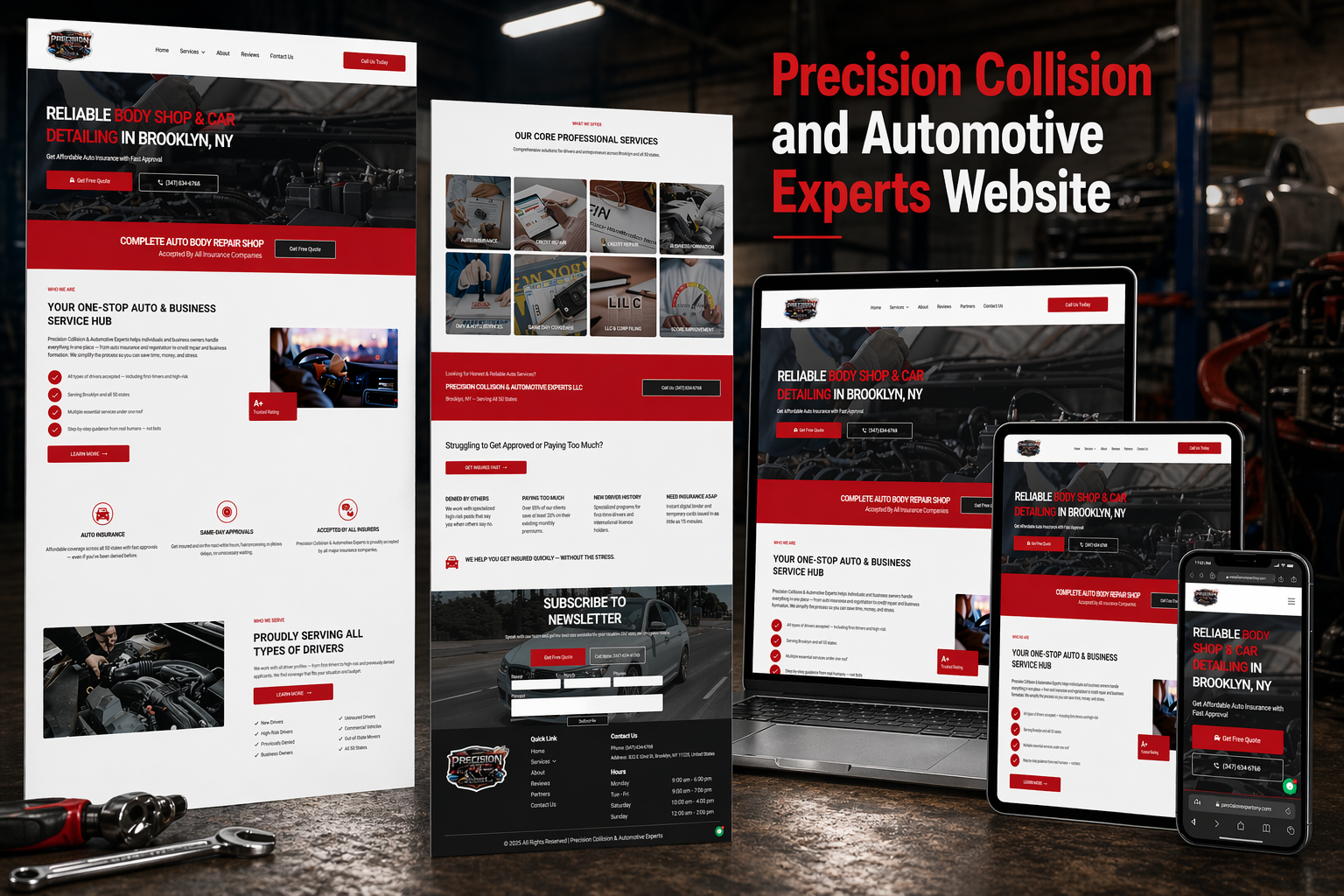 Precision Collision website homepage